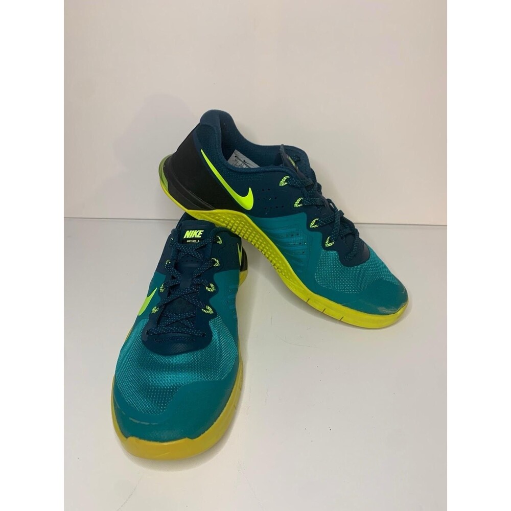 Nike Men's Sz 10.5 METCON 2 Flywire Green Yellow/Blue "Seahawks"